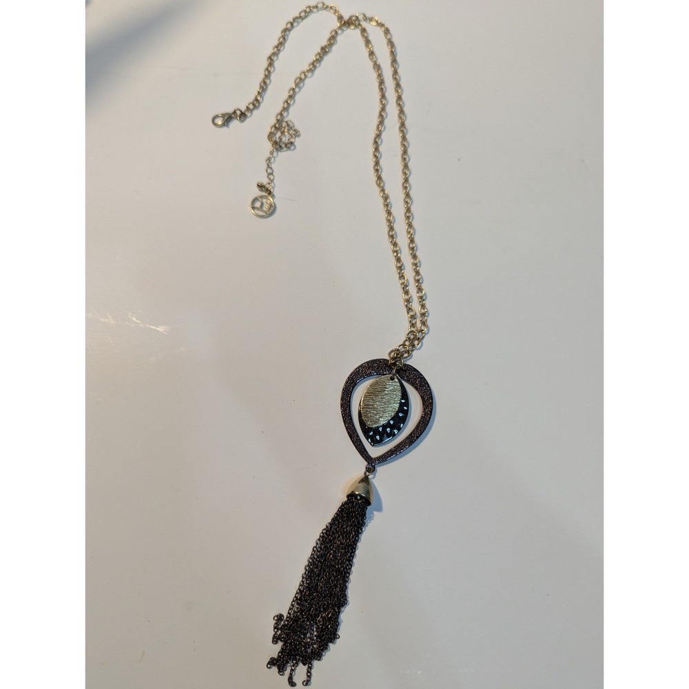Necklace Erica‎ Lyons gold tone black tassel